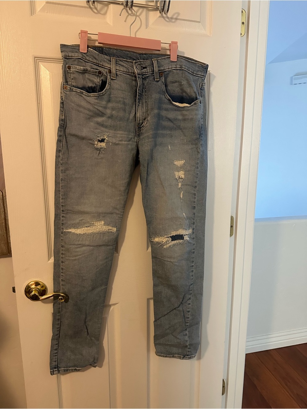 Levi's Men's Distressed Grey-Blue Skinny Jeans